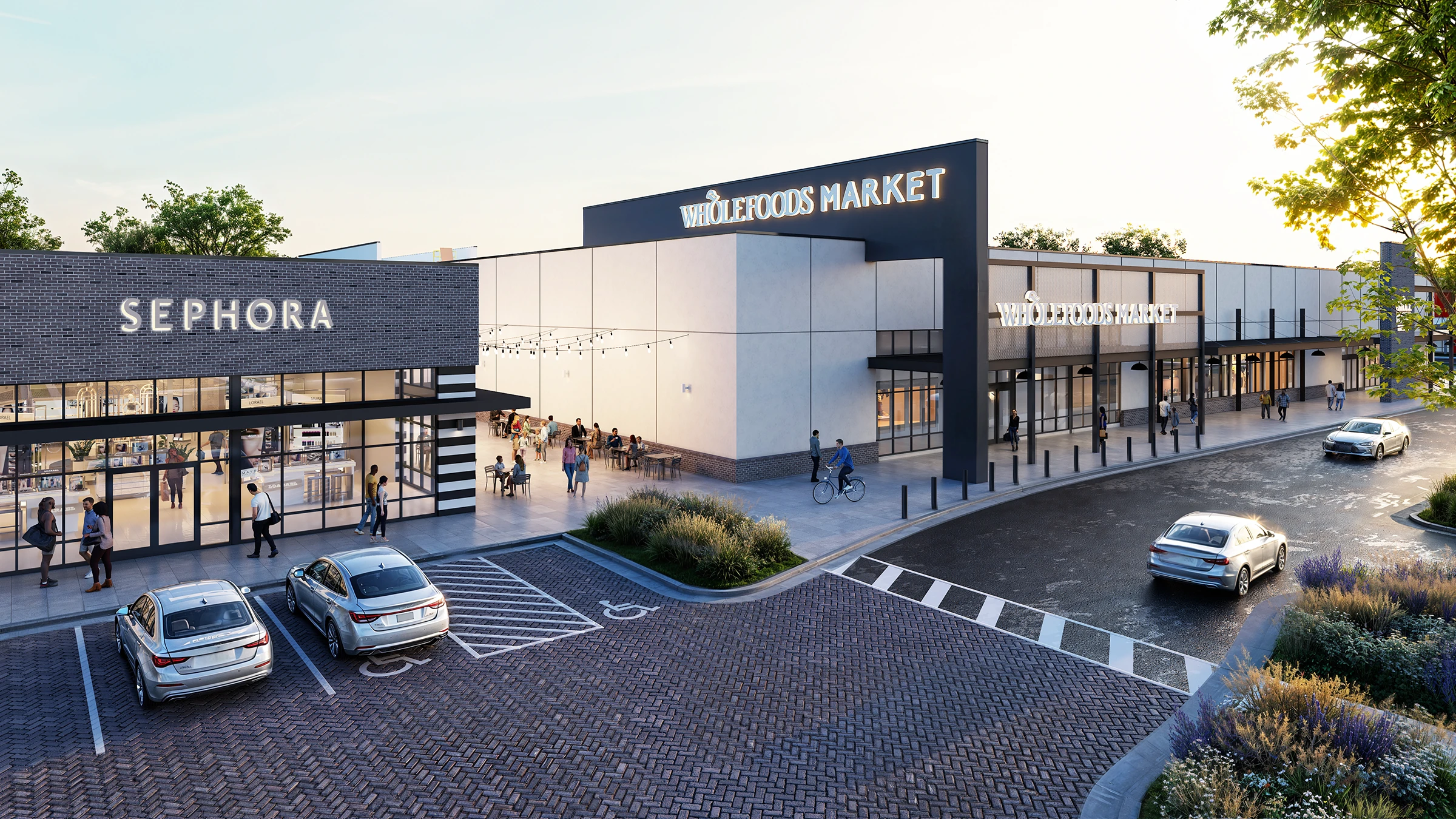 Whole Foods Market and Sephora entrances at Broadcast District