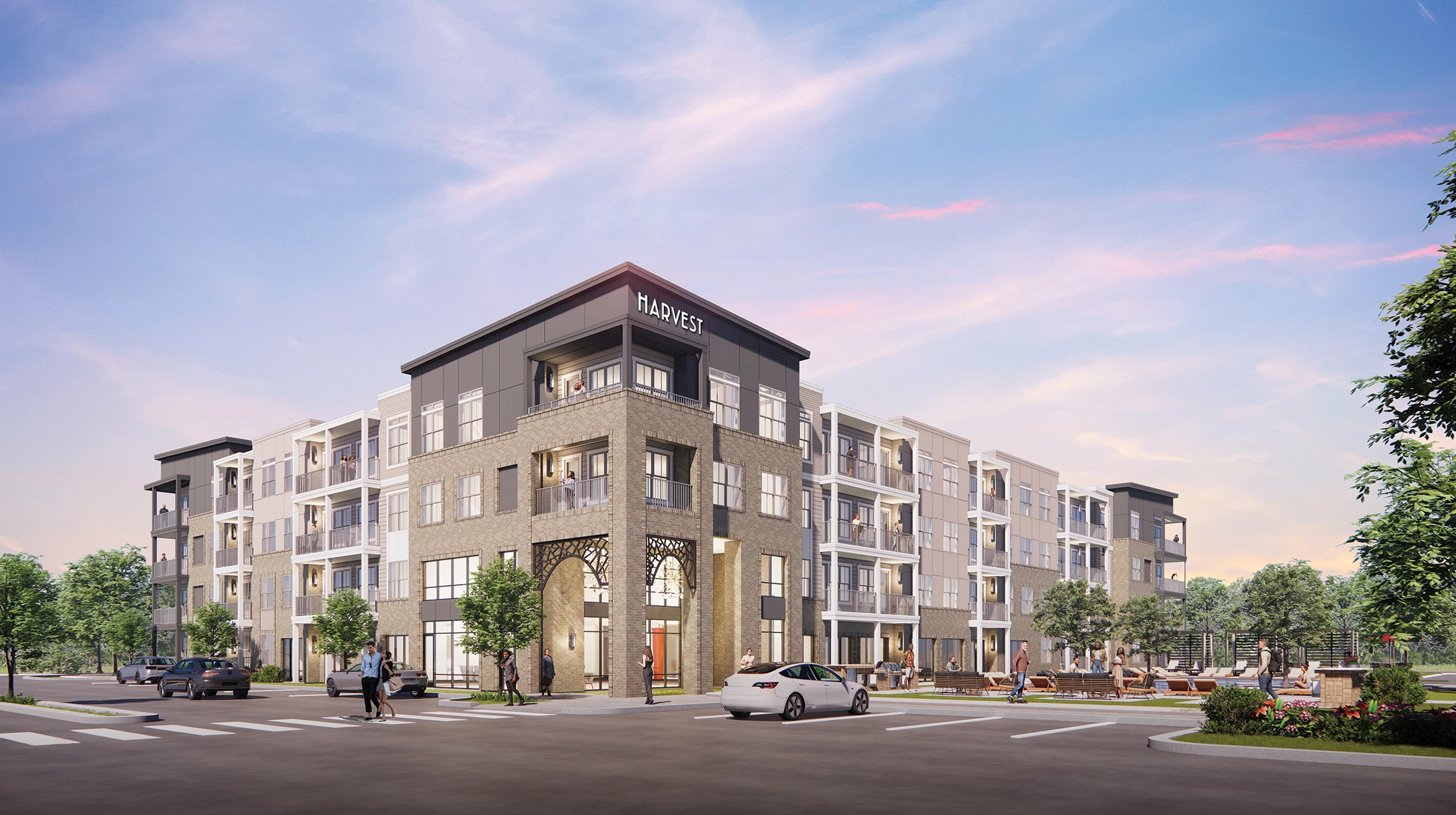 A view of Harvest, a residential building at Broadcast District